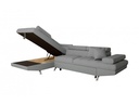 Canapé d'angle convertible RIO 5 places avec coffre de rangement en tissu - Gris clair - Angle Gauche