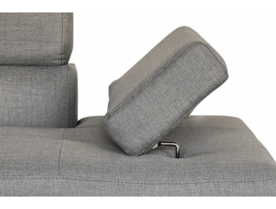 Canapé d'angle convertible RIO 5 places avec coffre de rangement en tissu - Gris clair - Angle Gauche