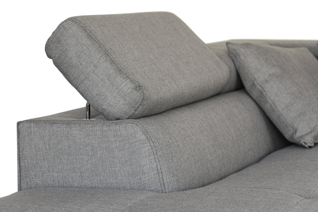 Canapé d'angle convertible RIO 5 places avec coffre de rangement en tissu - Gris clair - Angle Gauche