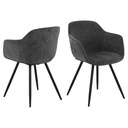 Fauteuil NOELLA Mét. noir mat & Tissu Danny gris foncé