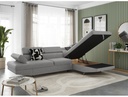 Canapé d'angle convertible RIO 5 places avec coffre de rangement en tissu - Gris clair - Angle Droit