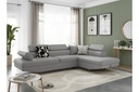 Canapé d'angle convertible RIO 5 places avec coffre de rangement en tissu - Gris clair - Angle Droit