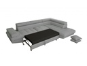 Canapé d'angle convertible RIO 5 places avec coffre de rangement en tissu - Gris clair - Angle Droit