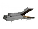 Canapé d'angle convertible RIO 5 places avec coffre de rangement en tissu - Gris clair - Angle Droit