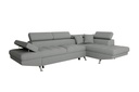 Canapé d'angle convertible RIO 5 places avec coffre de rangement en tissu - Gris clair - Angle Droit