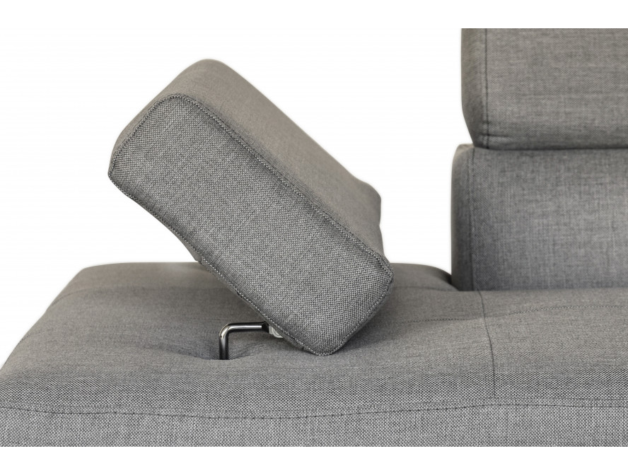 Canapé d'angle convertible RIO 5 places avec coffre de rangement en tissu - Gris clair - Angle Droit