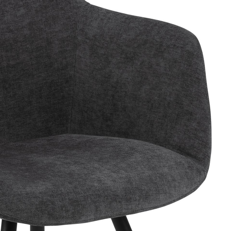 Fauteuil NOELLA Mét. noir mat & Tissu Danny gris foncé
