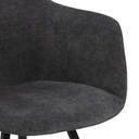 Fauteuil NOELLA Mét. noir mat & Tissu Danny gris foncé