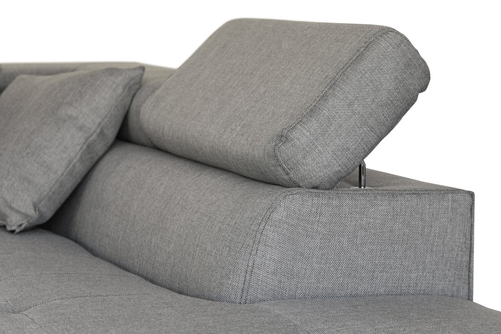 Canapé d'angle convertible RIO 5 places avec coffre de rangement en tissu - Gris clair - Angle Droit