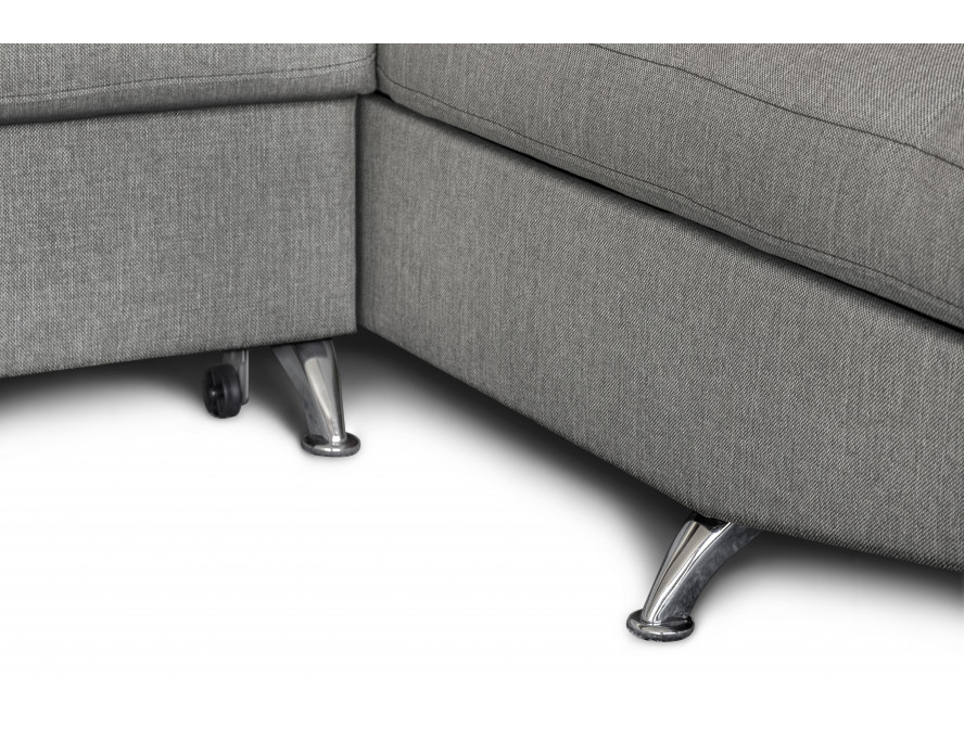 Canapé d'angle convertible RIO 5 places avec coffre de rangement en tissu - Gris clair - Angle Droit