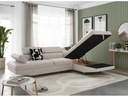 Canapé d'angle convertible RIO 5 places avec coffre de rangement en tissu - Beige - Angle Droit

