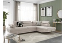 Canapé d'angle convertible RIO 5 places avec coffre de rangement en tissu - Beige - Angle Droit
