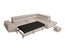 Canapé d'angle convertible RIO 5 places avec coffre de rangement en tissu - Beige - Angle Droit
