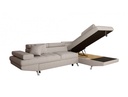 Canapé d'angle convertible RIO 5 places avec coffre de rangement en tissu - Beige - Angle Droit
