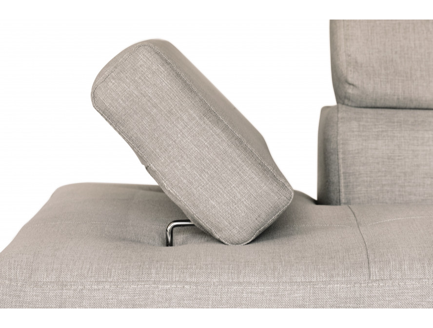 Canapé d'angle convertible RIO 5 places avec coffre de rangement en tissu - Beige - Angle Droit
