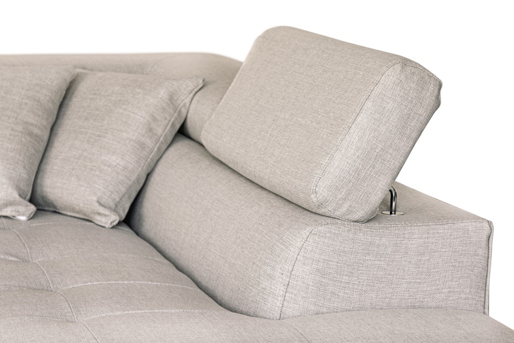Canapé d'angle convertible RIO 5 places avec coffre de rangement en tissu - Beige - Angle Droit

