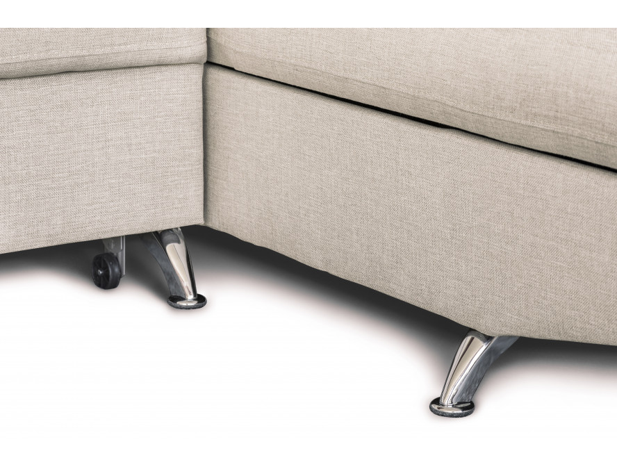Canapé d'angle convertible RIO 5 places avec coffre de rangement en tissu - Beige - Angle Droit
