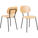 Lot 2 Chaises AMIRA  Métal noir mat & Chêne mat laqué NC