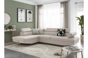 Canapé d'angle convertible RIO 5 places avec coffre de rangement en tissu - Beige - Angle Gauche