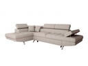 Canapé d'angle convertible RIO 5 places avec coffre de rangement en tissu - Beige - Angle Gauche