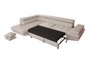 Canapé d'angle convertible RIO 5 places avec coffre de rangement en tissu - Beige - Angle Gauche