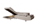 Canapé d'angle convertible RIO 5 places avec coffre de rangement en tissu - Beige - Angle Gauche