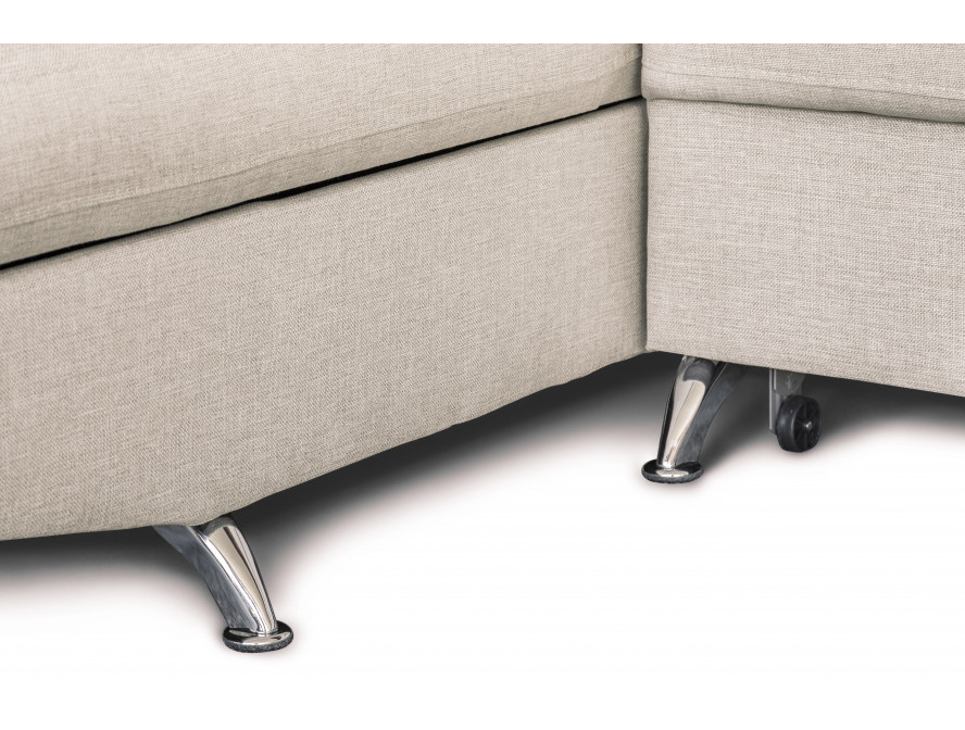 Canapé d'angle convertible RIO 5 places avec coffre de rangement en tissu - Beige - Angle Gauche