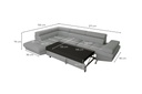 Canapé d'angle convertible RIO 5 places avec coffre de rangement en tissu - Beige - Angle Gauche