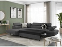 Canapé d'angle convertible RIO 5 places avec coffre de rangement en tissu - Gris foncé - Angle Gauche