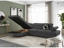 Canapé d'angle convertible RIO 5 places avec coffre de rangement en tissu - Gris foncé - Angle Gauche
