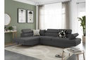 Canapé d'angle convertible RIO 5 places avec coffre de rangement en tissu - Gris foncé - Angle Gauche
