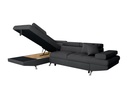 Canapé d'angle convertible RIO 5 places avec coffre de rangement en tissu - Gris foncé - Angle Gauche