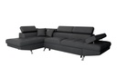 Canapé d'angle convertible RIO 5 places avec coffre de rangement en tissu - Gris foncé - Angle Gauche