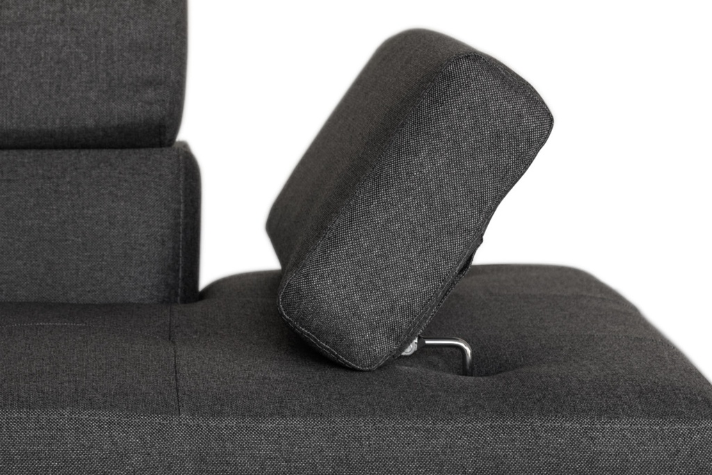 Canapé d'angle convertible RIO 5 places avec coffre de rangement en tissu - Gris foncé - Angle Gauche