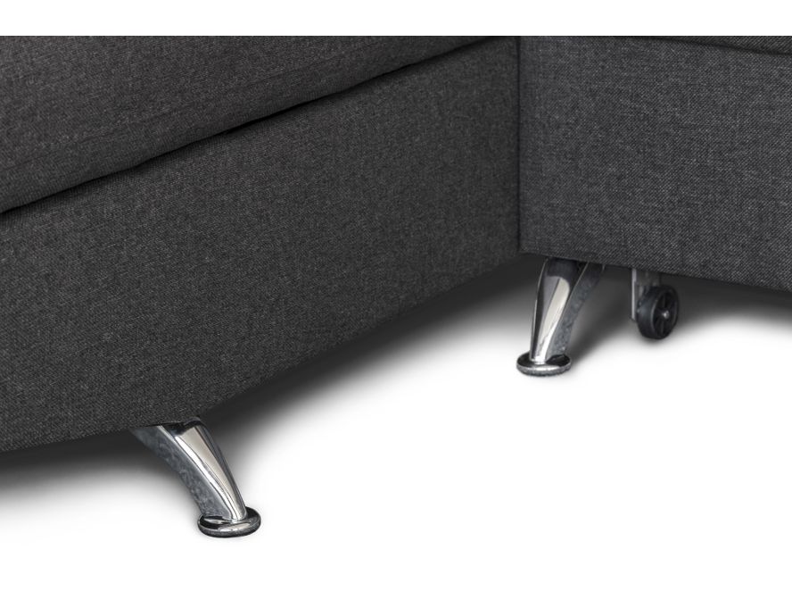 Canapé d'angle convertible RIO 5 places avec coffre de rangement en tissu - Gris foncé - Angle Gauche