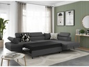Canapé d'angle convertible RIO 5 places avec coffre de rangement en tissu - Gris foncé - Angle Droit