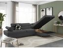 Canapé d'angle convertible RIO 5 places avec coffre de rangement en tissu - Gris foncé - Angle Droit