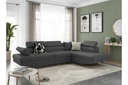 Canapé d'angle convertible RIO 5 places avec coffre de rangement en tissu - Gris foncé - Angle Droit