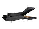 Canapé d'angle convertible RIO 5 places avec coffre de rangement en tissu - Gris foncé - Angle Droit