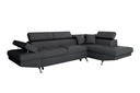 Canapé d'angle convertible RIO 5 places avec coffre de rangement en tissu - Gris foncé - Angle Droit