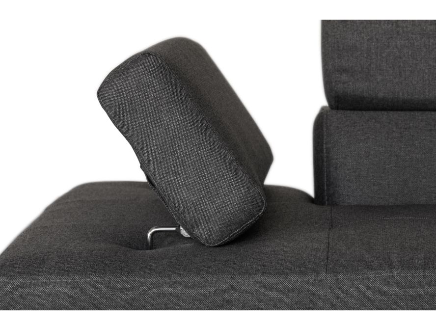 Canapé d'angle convertible RIO 5 places avec coffre de rangement en tissu - Gris foncé - Angle Droit