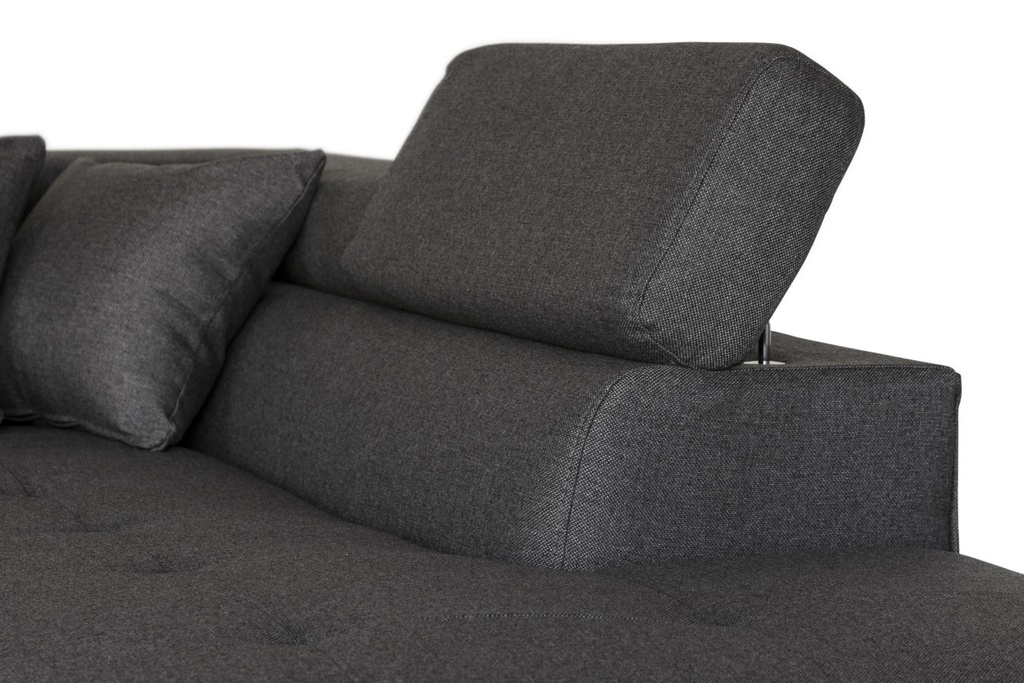 Canapé d'angle convertible RIO 5 places avec coffre de rangement en tissu - Gris foncé - Angle Droit