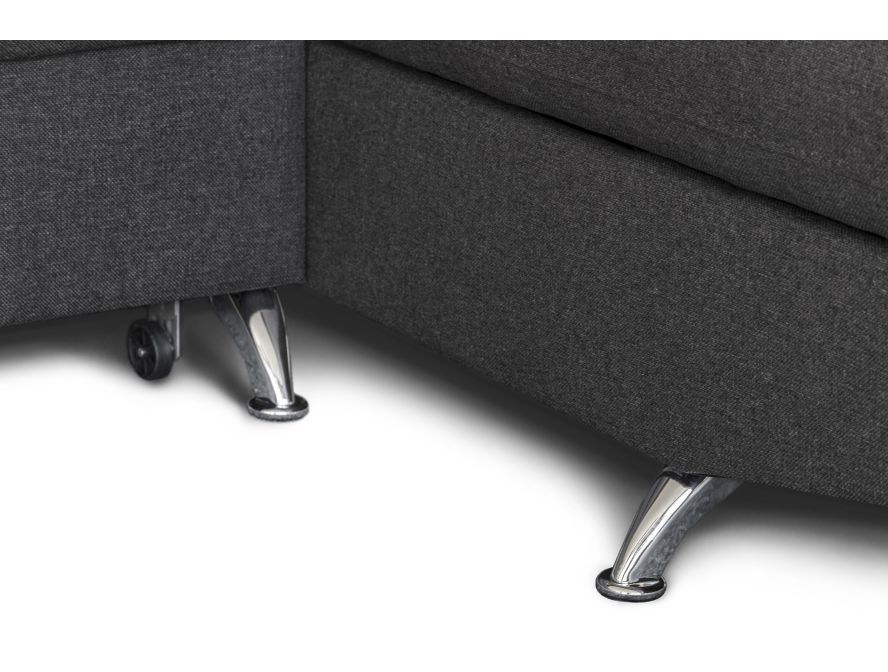 Canapé d'angle convertible RIO 5 places avec coffre de rangement en tissu - Gris foncé - Angle Droit