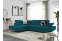 Canapé d'angle convertible RIO 5 places avec coffre de rangement en tissu - Bleu canard - Angle Gauche