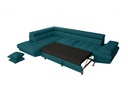 Canapé d'angle convertible RIO 5 places avec coffre de rangement en tissu - Bleu canard - Angle Gauche