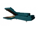 Canapé d'angle convertible RIO 5 places avec coffre de rangement en tissu - Bleu canard - Angle Gauche