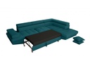 Canapé d'angle convertible 5 places avec coffre de rangement en tissu - Bleu canard - Angle Droit