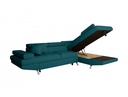 Canapé d'angle convertible 5 places avec coffre de rangement en tissu - Bleu canard - Angle Droit