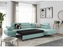 Canapé d'angle convertible RIO 5 places avec coffre de rangement en tissu - Bleu clair - Angle Droit
