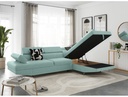 Canapé d'angle convertible RIO 5 places avec coffre de rangement en tissu - Bleu clair - Angle Droit